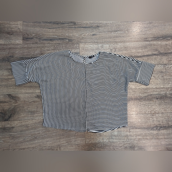 Express Large Black and White Striped Oversized Blouse Loose Fit Top Shirt - Picture 1 of 6